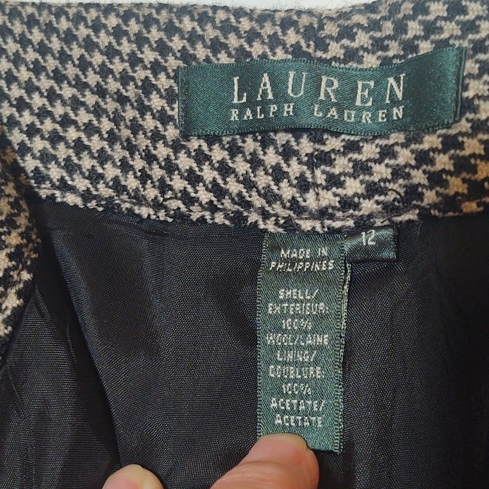Lauren Ralph Lauren Womens Black Wool Herringbone Trousers - Picture 6 of 9